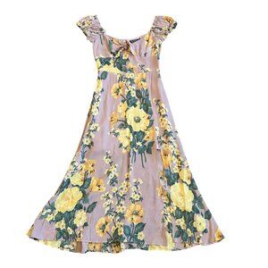 Reformation Cordelia Floral Print Dress Midi Length Slit Off-Shoulder Size 0